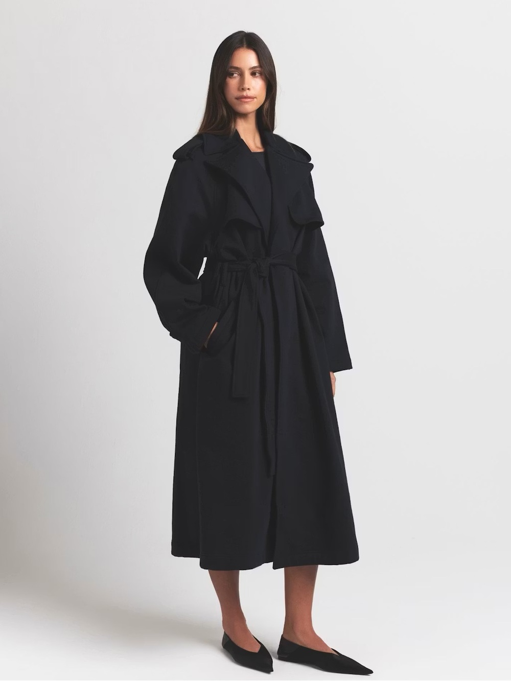 NWT Skims Boyfriend Oversized Trench Coat Onyx Size L - Picture 2 of 7